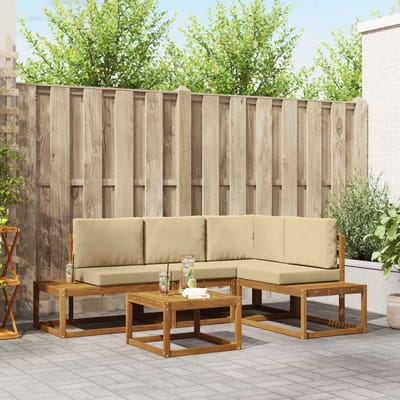 vidaXL - 5 - st - Buiten - bank - set - Massief - Acacia - Hout - en - Polyester