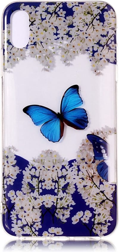 Peachy hoesje Transparant geschikt voor iPhone X XS TPU - Blauw Wit