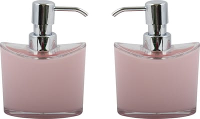 MSV Zeeppompje/dispenser Aveiro - 2x - PS kunststof - lichtroze/zilver - 11 x 14 cm - 260 ml