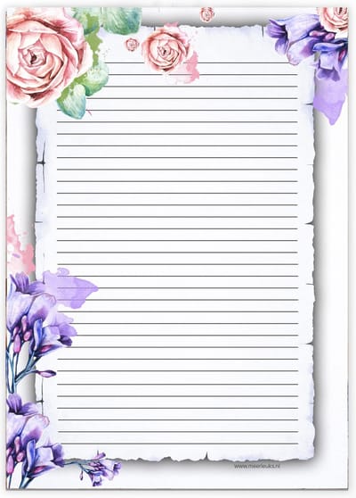 Schrijfblok Watercolor Flowers - 50 vel A4 formaat gelinieerd papier