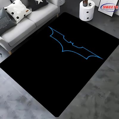Klassiek DC Batman Logo Groot Oppervlak Tapijt voor Woonkamer Cartoon Kinderkamer Sofa Deurmat Vloerkleed, Antislip Decor Mat 40x60cm (16x24in)