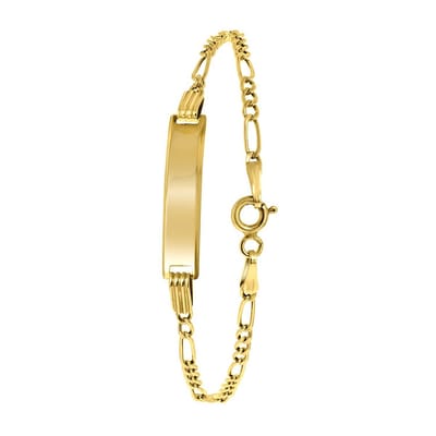 Lucardi Unisex - Armbandje met hanger - Staaf - Cadeau - 9 Karaat - Geelgoud
