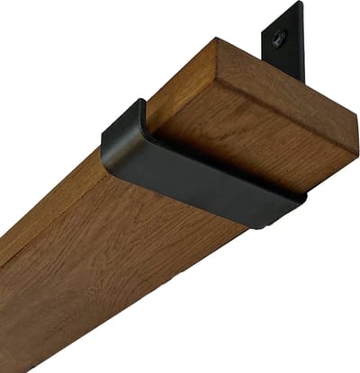 GoudmetHout® Wandplank Industrieel - 40 x 10 cm Muurplank - Donker Eiken Hout - Decoratie Wandrek & Boekenrek - Hangplank Keuken - Wall Shelf + 2 Mat Zwarte Plankdragers van Staal