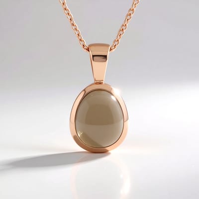 Cavill - Zilveren Ketting met Rookkwarts 2,7 ct - 925 Sterling Zilver Roségoud Verguld - Fancy Cabochon Braziliaanse Edelsteen - Elegante 50 cm Hanger
