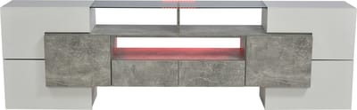 Merax TV-Meubel 200 cm met Glas - Hangend TV Kast met LED Verlichting - Grijs