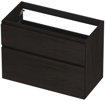 INK - Onderkast 2 Laden Greeploos Fineer Eiken met Houten Keerlijst A-symmetrisch - 900x450x650 Mm - Matt Intens Black