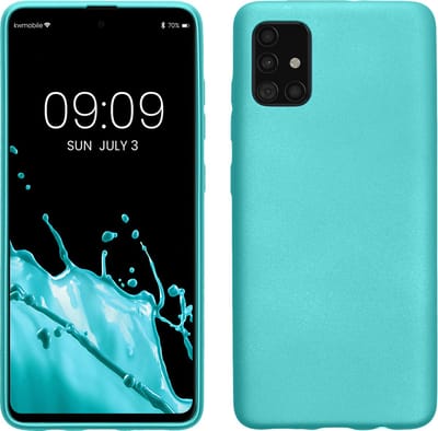 kwmobile telefoonhoesje geschikt voor Samsung Galaxy A51 - Hoesje voor smartphone - Back cover in metallic mintgroen