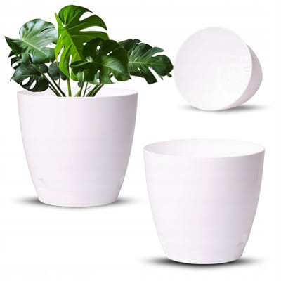 Stijlvolle Witte Plantenpot met Schotel 18 cm