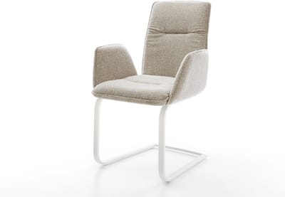 Sledestoel Vinja-Flex sledemodel vlak wit geweven stof beige