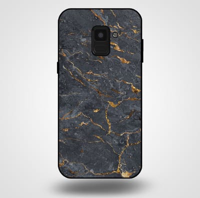 Smartphonica Telefoonhoesje voor Samsung Galaxy A8 2018 met marmer opdruk - TPU backcover case marble design - Goud Grijs geschikt voor Samsung Galaxy A8 2018