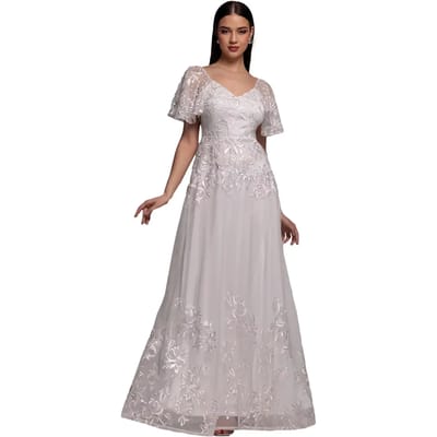 Gevonden kanten geborduurd jurk dames Goddiva Maxi