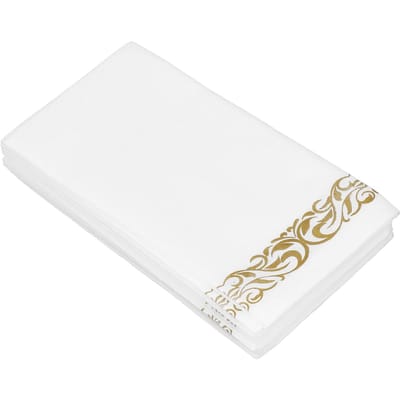 40 STUKS Gouden Servetten Gouden Rand Linnen Handgevoel Gouden Servetten Wegwerp Voor Eenmalig Gebruik Draagbaar Diner white