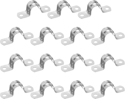 15 stuks kabelklemmen, 18 mm (23/32 inch), 304 roestvrij staal gecoate gevoerde 2-gaats U-buis, beugelklem voor leidingen, buizen, slangen, kabelinstallatie, zilver