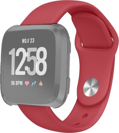 By Qubix - Compatible Fitbit bandje - geschikt voor Fitbit Versa 1 / 2 & Lite siliconen bandje - Maat: Large - Rood Smartwatchbandje bandje Armband Polsband Strap Band Watchband
