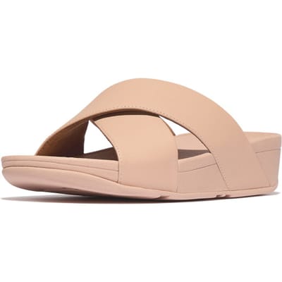 FitFlop Lulu Cross Slide Sandals Leather Vrouwen - Beigey Beige