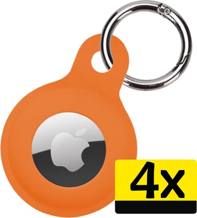 Hoesje Geschikt voor Apple AirTag Hoesje Sleutelhanger Houder - Siliconen Hoesje Geschikt voor Apple AirTag Hoesje - Oranje - 4 Stuks
