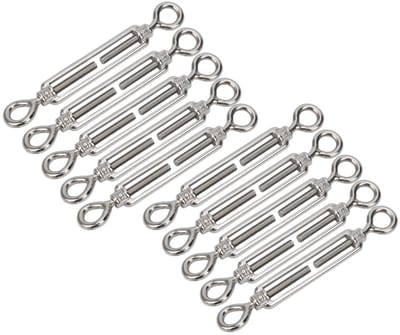 Dailygoods- Spangesp 10 Stuks - Verstelbare Spanschroef - Draadspanner - 304 Roestvrij Staal - Duurzaam - Veiligheidslagervermogen 100 kg
