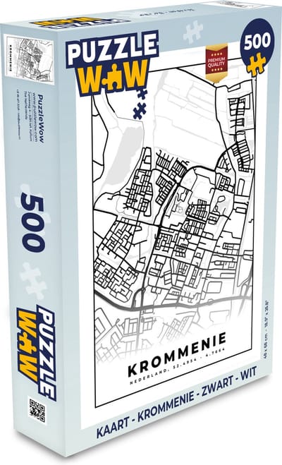 Puzzel Kaart - Krommenie - Zwart - Wit - Legpuzzel - Puzzel 500 stukjes