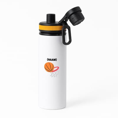 Hacebo® - Basketbal met eigen naam waterfles met draaidop oranje - Basketbal - Basketballer - Sport - water fles - 850ML