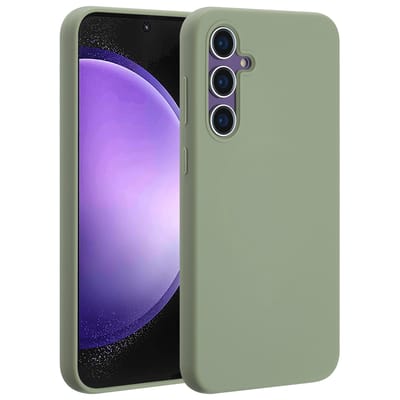 Accezz Hoesje - Geschikt voor Samsung Galaxy S23 FE - Liquid Silicone Backcover met Magnetische Ring - Cooper Green