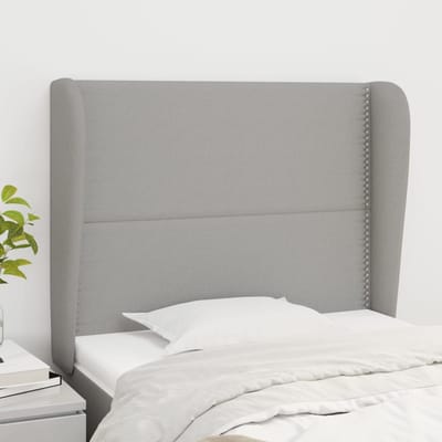 vidaXL - Hoofdbord - met - randen - 93x23x118/128 - cm - stof - lichtgrijs