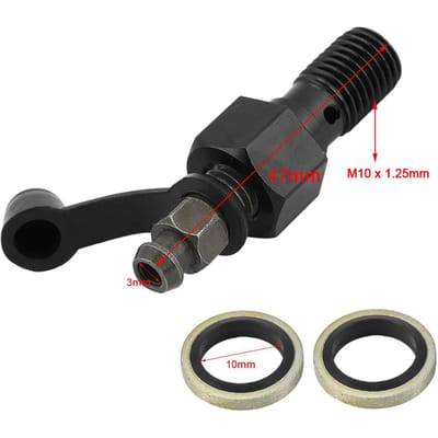 M10x1.25mm Vis de purge d'étrier de frein de moto Mamelon Boulon banjo Bouchon anti-poussière Noir noir