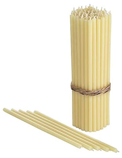 Pure Bijenwaskaarsen - No-Drip, Rookvrij, Dunne Taper Kaarsen voor Decoratie en Feestelijkheden - Honinggeur - 16.5 x 0.6 cm (Wit, 50 stuks)