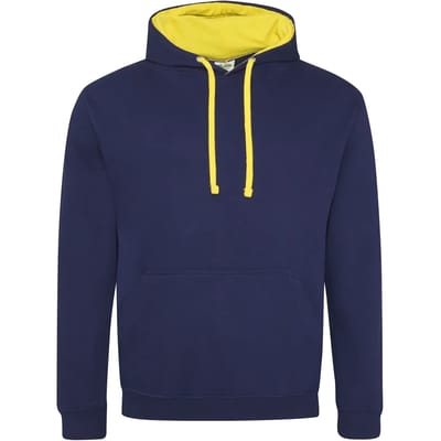 Just Hoods Varsity Hoodie JH003 - OXFORD NAVY/SUN YELLOW - M