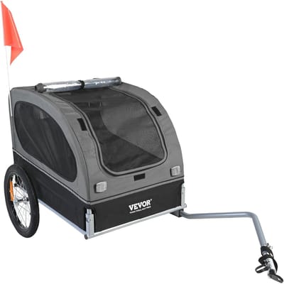 2-in-1 Hondenfietskar & Hondenbuggy – 45 kg Draagvermogen – Opvouwbaar – Fietsaanhanger & Jogger – 600D Oxford + Stalen Frame – Voor Fietsen 22–28 inch – Waterdicht & Comfortabel