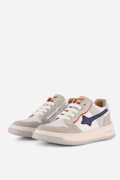 Shoesme Grijze Sneaker - Sneakers Kinderen - Jongens - Grey Blue Orange - Suède - Maat 32