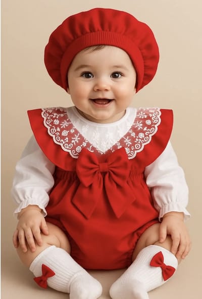 Dutchdreumes set Mila rood fotoshoot luxe meisjesset feestkleding verjaardag baby kledingset maat 92