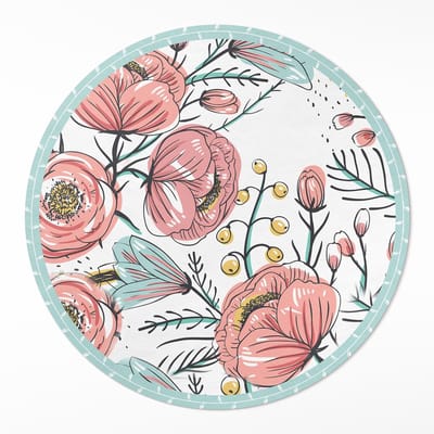 Wallfluent Vinyl Tapijt - Pastelkleurige Bloemen, Prachtige Subtiele Illustratie Vloerkleed Op Vinyl - 50 cm - Rechthoek Binnen Tapijt - - Roze Vinylmat - Kantoortapijt - Woonkamertapijt