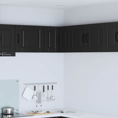 vidaXL - Wandhoekkast - PORTO - Zwart - 57 - x - 57 - x - 40 - cm - Bewerkt - hout