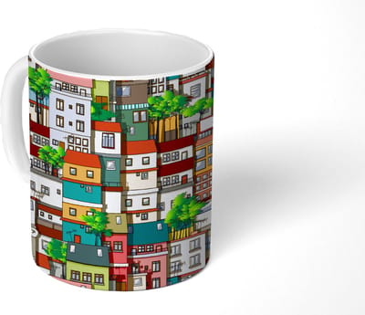 Mok - Koffiemok - Patronen - Huis - Boom - Jongens - Kinderen - Kids - Mokken - 350 ML - Beker - Koffiemokken - Theemok