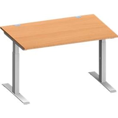 Schäfer Shop Genius bureau MODENA FLEX, rechthoekig, T-poot rechthoekige buis, B 1200 x D 800 x H 650-850 mm, beuken/wit alu