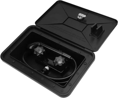 Buiten Douche Set met Handdouche, Zwarte ABS Douche Kit voor Caravan en Camper, Inclusief 2 Sleutels en Accessoires