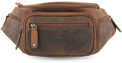 Fana Bags Grote Leren Heuptas Bruin Buffelleer - Luxe Buideltas - Heren Crossbody Heuptassen - Cadeau Mannen