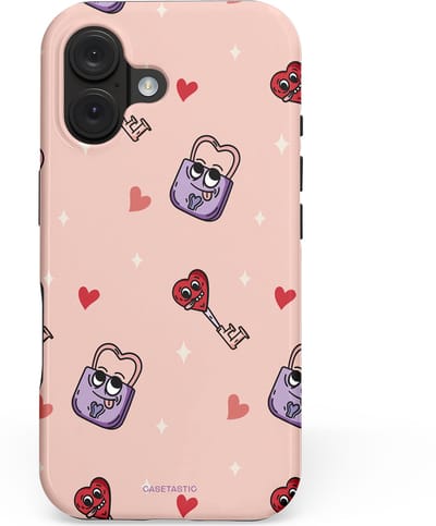 Casetastic hoesje geschikt voor Apple iPhone 16 - MagSafe - Dubbellaagse bescherming - Jij bent mijn match - Fashion Case - Perzik Zand