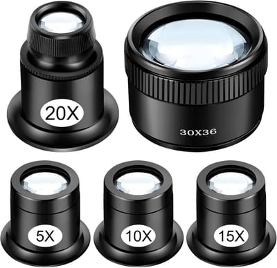 Loep Vergrootglas Set - 5X, 10X, 15X, 20X, 30X Vergroting voor Horlogemakers en Juweliers