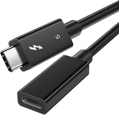 DrPhone NRG4 - Thunderbolt 5 USB C Functionele Extensiekabel – Verlengkabel 240W PD Snelladen - 80Gbps Datasnelheid 8K@60Hz Video - USB-C Male Naar Female - 0.8 Meter - Zwart