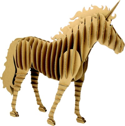 3D Model Karton Puzzel - Eenhoorn Unicorn Staand - DIY Hobby Knutsellen - 30x40x7.5cm