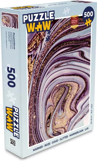 Puzzel Marmer - Roze - Goud - Glitter - Marmerlook - Luxe - Legpuzzel - Puzzel 500 stukjes