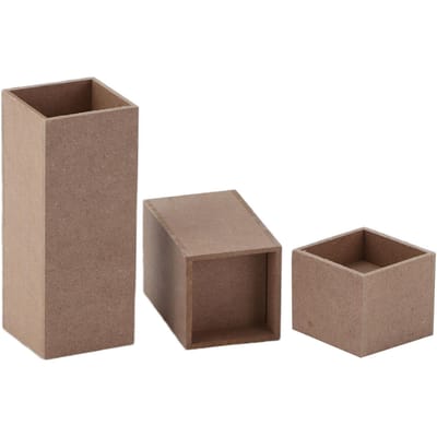 3 stuks Kaarsenhouders Houten Vierkant Rustiek Natuurlijk Kandelaar voor Huis Festivals Feestdecoratie CadeauVierkant Gat brown
