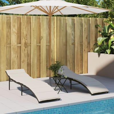 vidaXL - Ligbed - met - kussen - 55x199x50 - cm - poly - rattan - zwart
