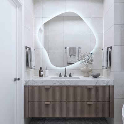 Coloray Wandspiegel LED - Organische Spiegel Met Verlichting - 67,6 cm x 67 cm - Organische Spiegel Met LED Verlichting - Wandspiegel Slaapkamer LED - Koel Licht - Moderne Grote Spiegel LED - Organische Spiegel Met LED Verlichting