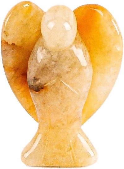 Kristallen Engel Figuur - Beschermengel Beeldje - Woondecoratie - Met Gele Kwarts - 15 x 39 x 27 mm - Geel