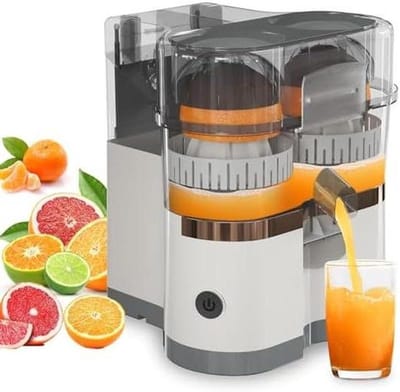 Elektrische Citruspers - Sapcentrifuge Vruchtenpers - Vers Sap Maken - Dubbele Kop Ontwerp - 100W - Zilver
