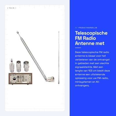 Dailygoods- Telecopische Antenne 103cm - FM Radio Antenne - DAB Antenne - Hoogwaardig Kopermateriaal - Eenvoudige Installatie - Brede Compatibiliteit - Radioantenne