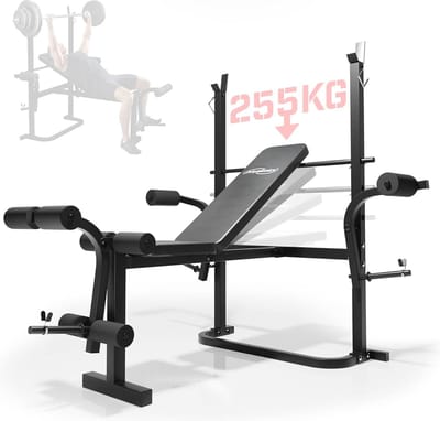 Multifunctionele Halterbank - Krachtstation en Fitnessstation met Verstelbare Rugleuning en Diverse Trainingsmogelijkheden