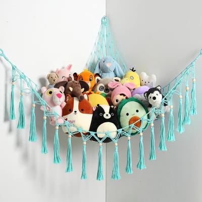 Boho Macrame Teddy Bear Hangmat - Zachte Speelgoedopslag voor Kinderkamer, Decoratie en Organisatie